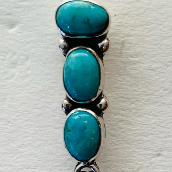 Sterling Silver and Turquoise Feather Dangle Earrings - Picture 8 of 8